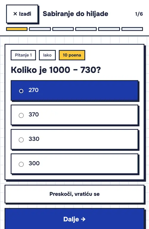 Ekran deteta: pitanje u kvizu