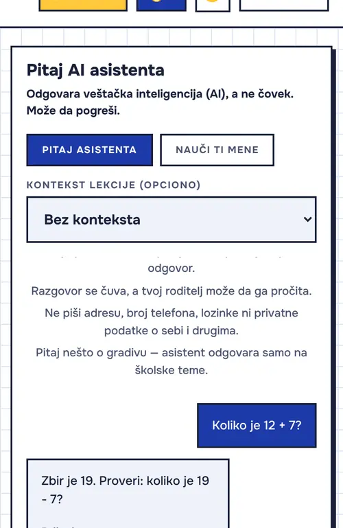 Ekran deteta: AI asistent